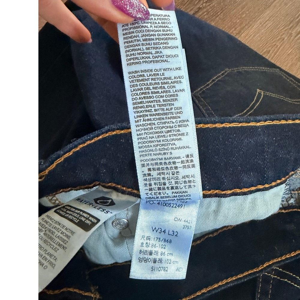 Levi Strauss & Co. Women Straight Leg 505 Jeans W34 L32 Dark Indigo Denim - Picture 7 of 8